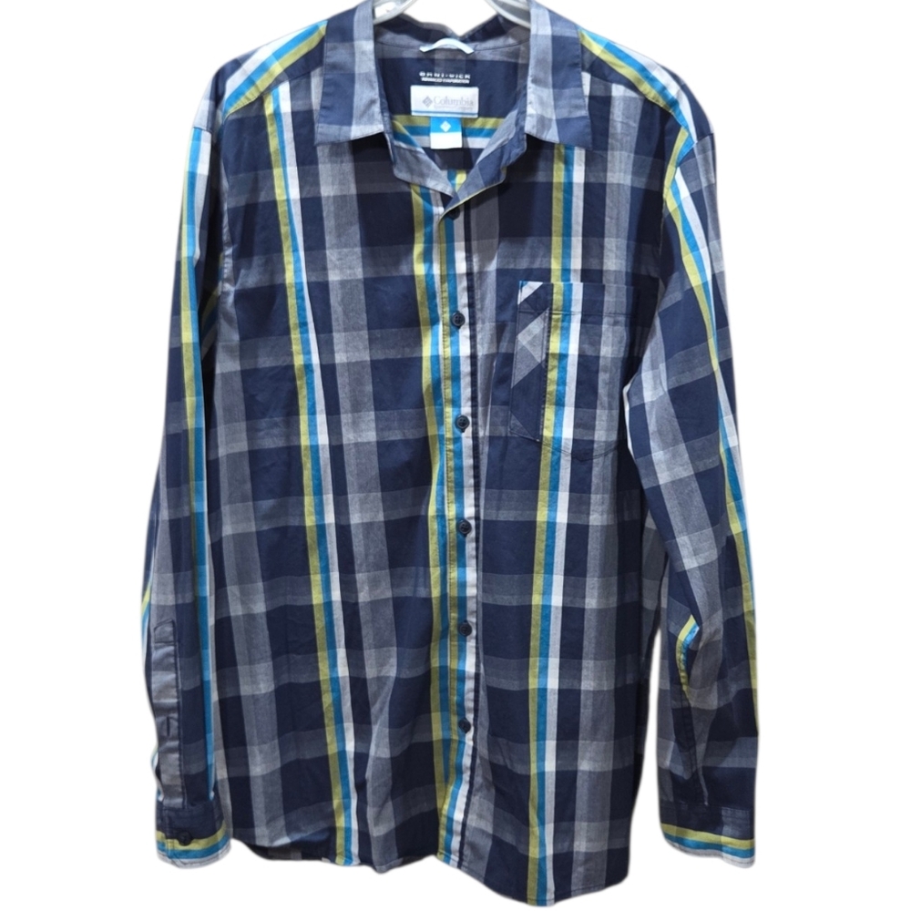 Columbia Navy Plaid Button Down Shirt